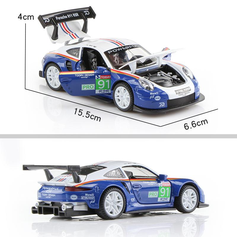 Porsche 911 GT3 RSR Match Version Моделирование Литые игрушечные машинки Звуки и свет Инерционный автомобиль 1:32 Сплавная Модель Суперкара