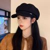 Casual Solid Color Octagonal Hat Big Head Circumference Windproof Bowler Hat Gold Label Painter Cap Women