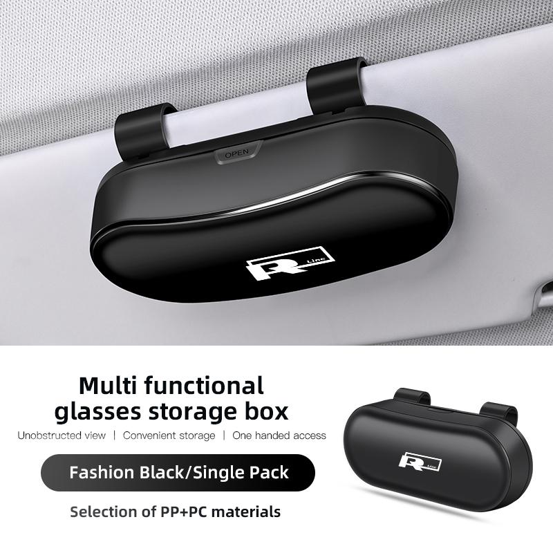 hijk1 Car Sun Visor Glasses Holder Sunglasses Case For VW Golf T5 Phaeton GTI Teramont ID3 Tiguan Car Accessories Glasses Box keychain