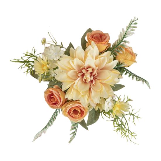 1 Bouquet Artificial Flower No Watering Decorative Portable Beautiful Faux Silk Dahlia Branch Artificial Flower for Wedding
