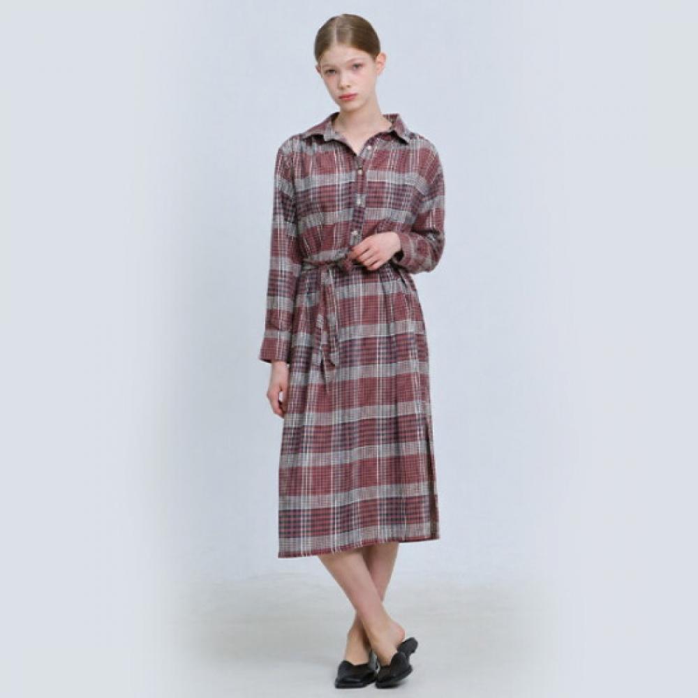 Ozoc Strap Check Shirt Dress
