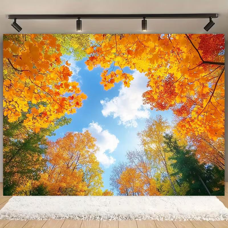 2D Flat Autumn Maple Leaves Backdrop for Home Decor & Photo Booth