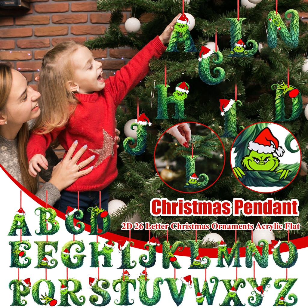 2D 26 букв Рождественские украшения Акриловые плоские Рождественские елки Украшения для дома Украшения