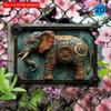 2D Flat Wooden Sign 30*20cm Steampunk Elephant Wooden Wall Art, Rustic Wooden Decorative Sign, Decorative Plaque for Home, Gym, Bathroom, Artistic