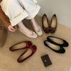 2025 New Round Head Suede Bow Light Mouth Foot Cover Versatile Thin Commuter Soft Sole Foot Cover Women's Single Shoes