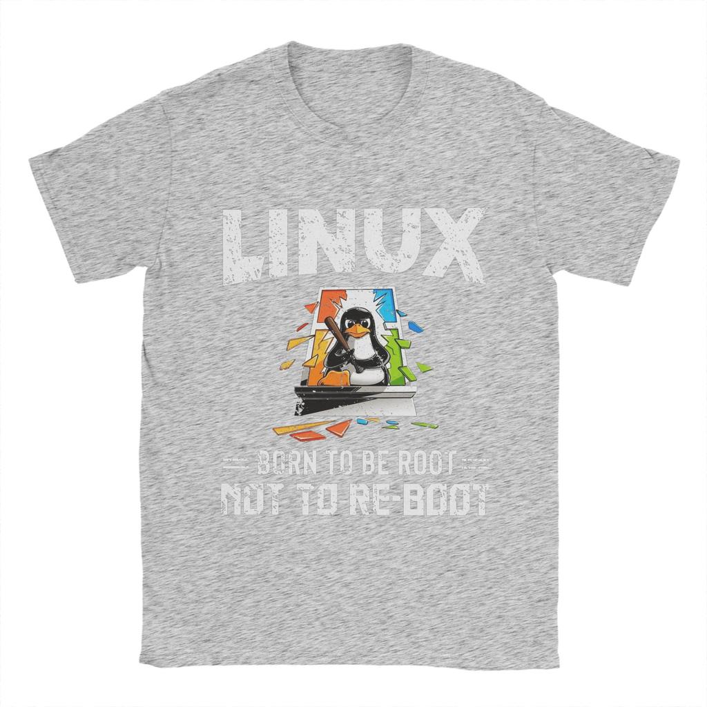 Men T-Shirts Linux Windows Vintage Cotton Tees Short Sleeve T Shirt Crew Neck Tops 4XL 5XL