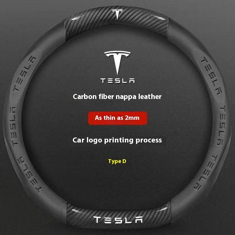 For Tesla Model 3 Model Y Model S Model X Roadster Carbon fiber Suede Leather Anti-slip Car Steering Wheel Cover Accessories