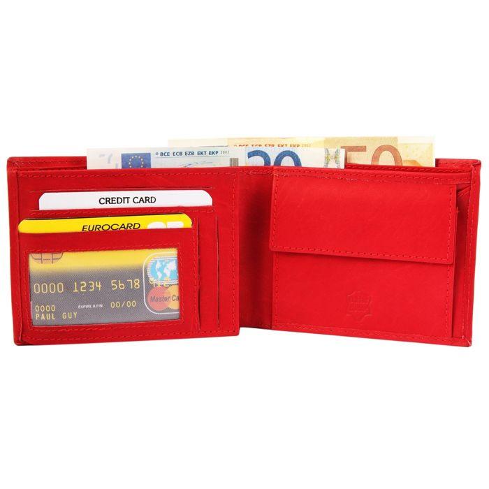 Portefeuille homme - EXCELLANC - Murasi - cuir rouge - format horizontal - 8 emplacements cartes