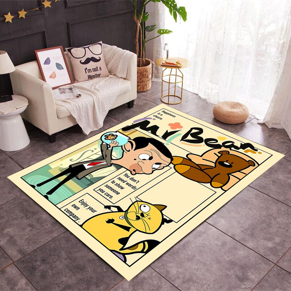 Mr Bean's Silly Adventure Themed Anti-Slip Rugs - Polyester Home Decor, Suitable for Bedrooms, Living Rooms, Doorways, Studios, and Decorations