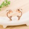 S925 Silver Dolphin Earrings: Simple Zircon Korean Style for Women, New Fall/Winter Fashion