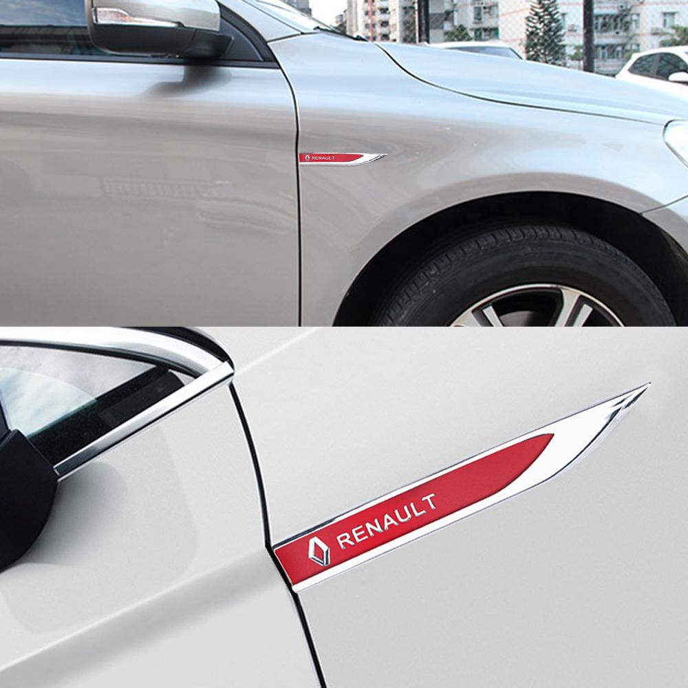 2pcs 3D Metal Car Fender Side Wing Blade Badge Emblem Sticker For Renault DACIA Fluence Scenic Loguna Twingo Fluence Megane Clio Y333