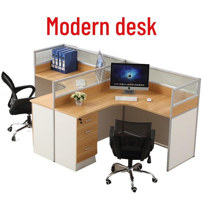 Deli Modern L-Shaped Office Workstation with Cabinet