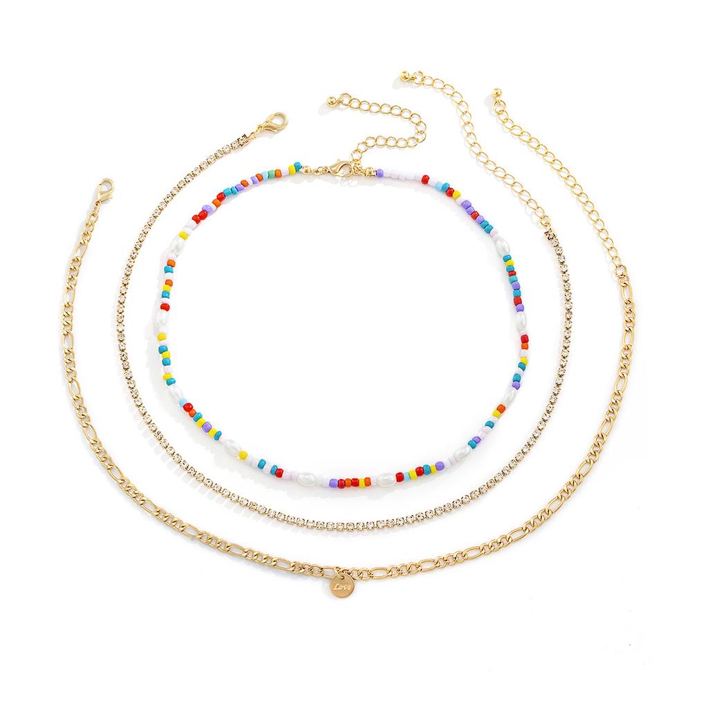 Украшения, когтистая цепочка, металлическая буква, изделие с пайетками, этнический цвет, рисовые бусины, имитация жемчуга, многослойное ожерелье