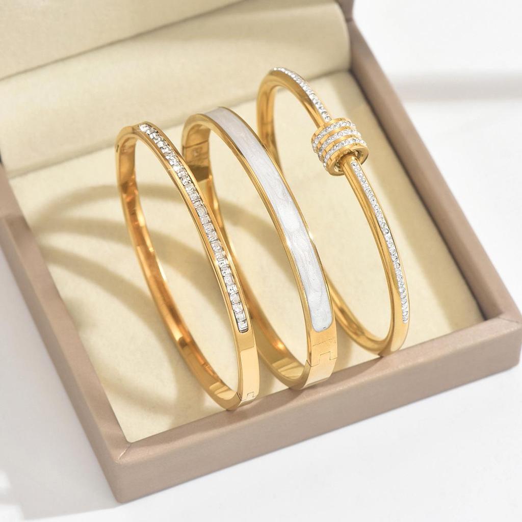 Элегантный цирконовый браслет - Белая титановая сталь для женщин