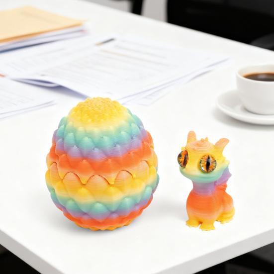 3D Printed Dragon Egg Figurine Mini Dragon Egg Statue Miniature Dragon Egg with Dragon Inside Desktop Decoration Ornament