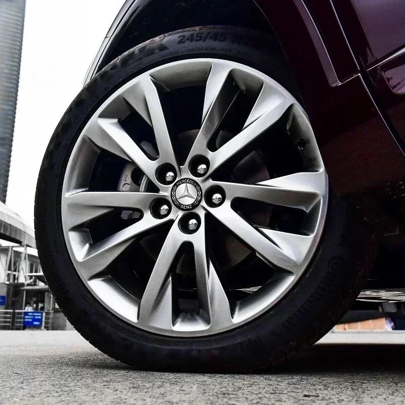 4Pcs Aluminum Metal Emblem Car Wheel Center Hub Caps Sticker Badge For Mercedes Benz B/C/E/S Class A Class C200L GLC GLE CLA WE1