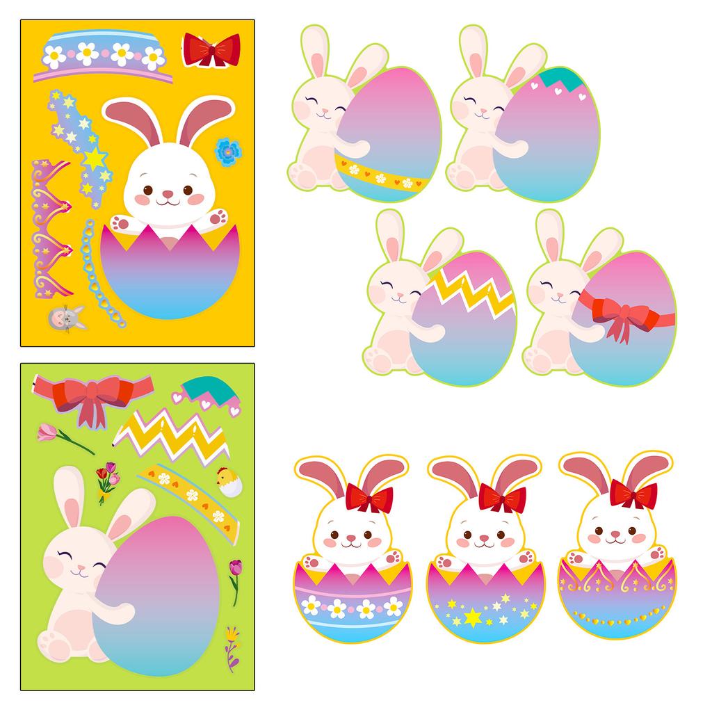 Non-Toxic 6 Sheets Easter Stickers Make Your Own Easter Eggs Bunny Make A Face Sticker Children Party Favor Gifts Kids Diy Puzzle Toys