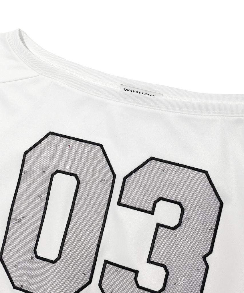 YOUHEE Offshoulder Jersey Sweatshirts White