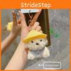 Dog Hat Straw Plush Keychain Backpack Pendant Cartoon Decoration Kids Gifts