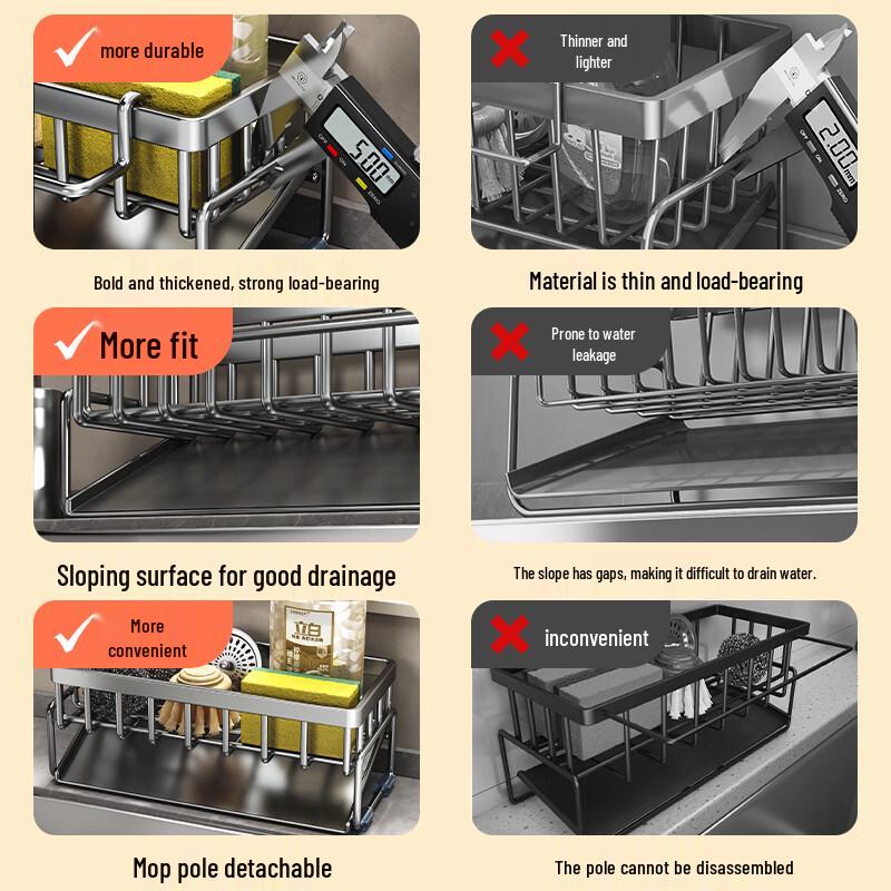 Hanyou Classic Non-Slip Retractable Kitchen Drain & Storage Rack