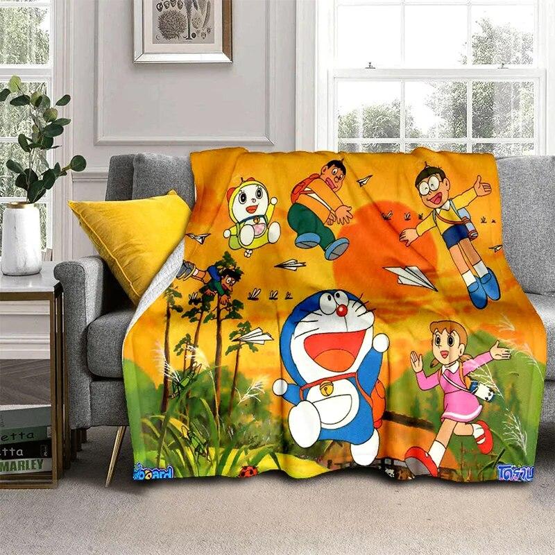 3D Printing D-Doraemon Anime Cartoon Blanket,Soft Throw Blanket for Home Bedroom Bed Sofa Picnic Travel Office Cover Blanket Kid