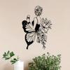 Элегантное Металлическое Настенное Искусство Бабочка Черно-Белый Силуэт Цветочный Декор Дом Сад Подарок