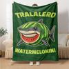 1 шт. Плед Watermelonini Tralalero Мягкий Фланелевый, Уютный Всесезонный Полиэстер, Идеально для Дома, Офиса