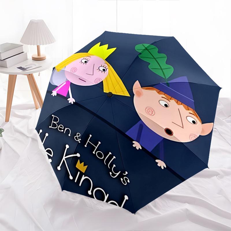 Ben, HollyThemed Automatic Opening and Closing Umbrella 8 Ribs, Suitable for Leisure and Going Out, Outdoor Accessory, Gothic Style, Fashi