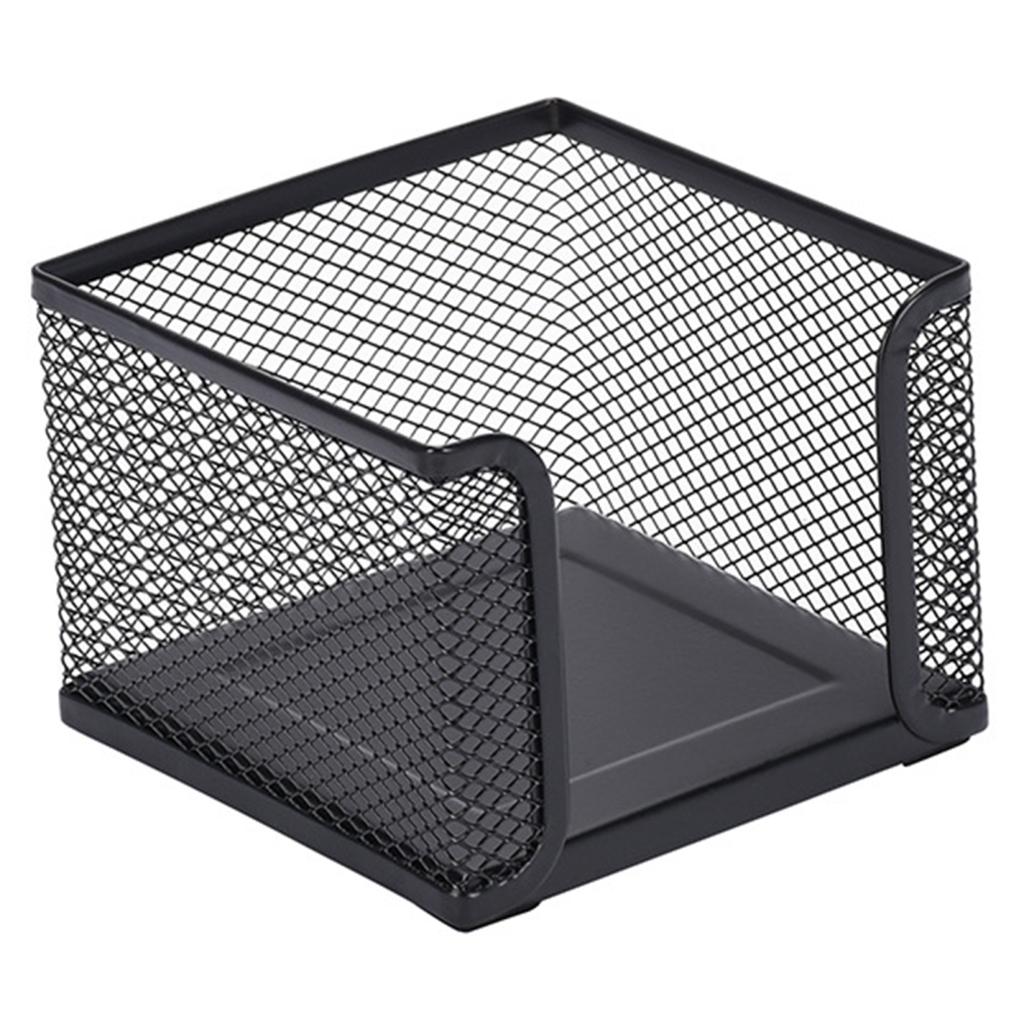 Note Pad Storage Box Fine Mesh Large Capacity Easy Access Black Heavy Duty Metal Desktop Memo Pad Sticky Note Organizer Home Supplies
