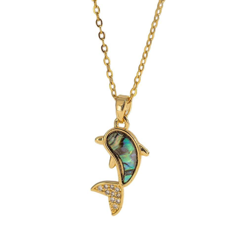 Fashionable Forest Zircon Dolphin Collarbone Necklace Women's Small Luxury Pendant Chain