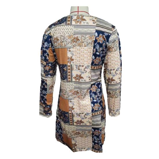 Женское весеннее платье в стиле ретро с этническим принтом, длинным рукавом и круглым вырезом, свободный пуловер, мягкий дышащий женский мини-платье длиной выше колена