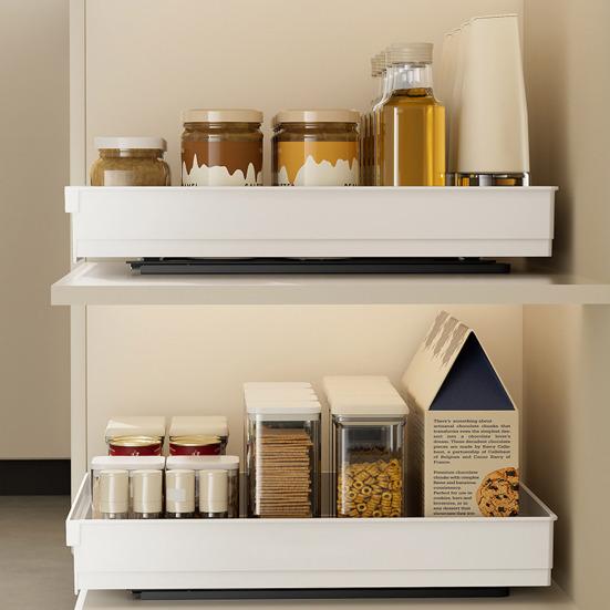 Выдвижная кухонная полка для хранения с конструкцией с повышенным бортиком, гладкими направляющими, органайзер для шкафа, установка без гвоздей, пластиковые контейнеры для хранения