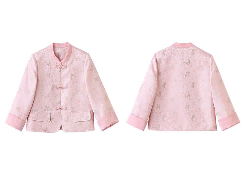 2025 Spring New Chinese Style Jacquard Frog Button Stand Collar Two-Piece Skirt Set