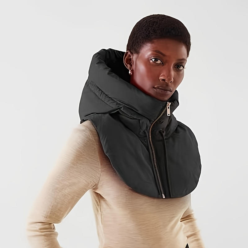 Winter Ultralight Down Hooded Hats For Women Men Warm Ring Scarf Balaclava Hat Neck Zippper Drawstring Coat Scarf Short Tank Top