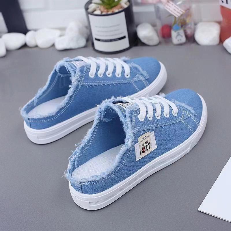 1pair Flat Convenient Canvas Casual Sneaker Comfort Lace-Up Board Shoes Low Top
