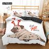 Cute Animal Bedding Set Cartoon Pug Dog Duvet Cover Sets Kids Comforter Cover Queen King Twin Single Size Polyester Quilt Cover