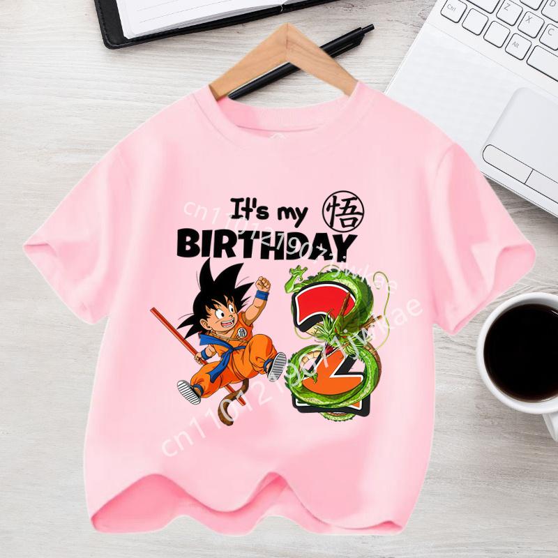 Boy Girl Clothes Anime Short Sleeve Kids White Loose Gift Dragon Ball Goku T-shirt Cotton for Children Birthday Figure Tee Top