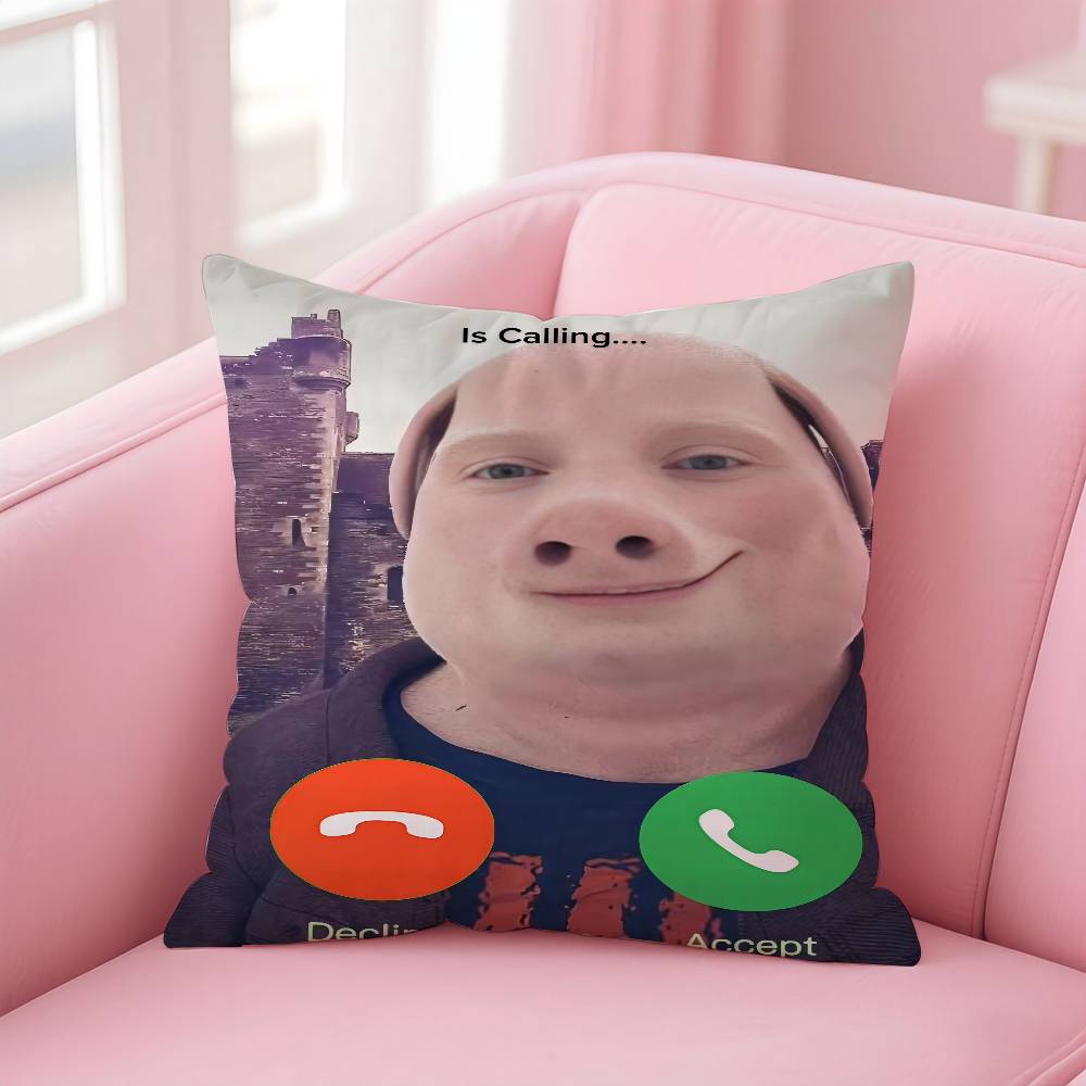 Наволочка John Pork Is Calling Уютная Подушка для Дивана-Кровати Шёлковая Элегантная Невидимая Молния Индивидуальная Декоративная Наволочка