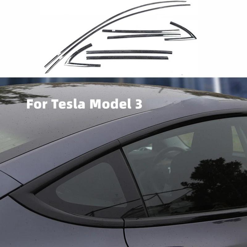 Для Tesla Model 3 2017-2025 Аксессуары Накладка на дверную стойку из нержавеющей стали Внешняя молдинговая отделка Декоративная накладка из углеродного волокна