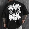 Street Graffiti Letter Pattern Printing Unisexs Tshirt with Street Style Suitable for Daily Wear Loose Tshirt