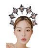 Lolita Hand-made Dark Headdress, Madonna of the Sun Halo, Baroque Crown Ball Performance Props