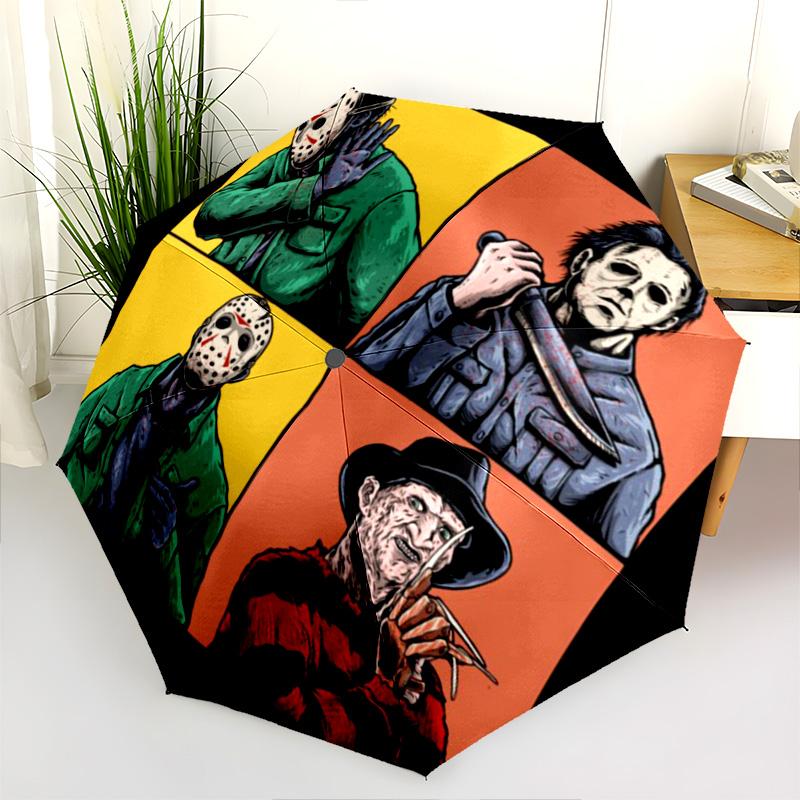 Joker'S Wild Card Trick Folding Umbrella Umbrella Suitable For All Seasons Printing Umbrella Travel