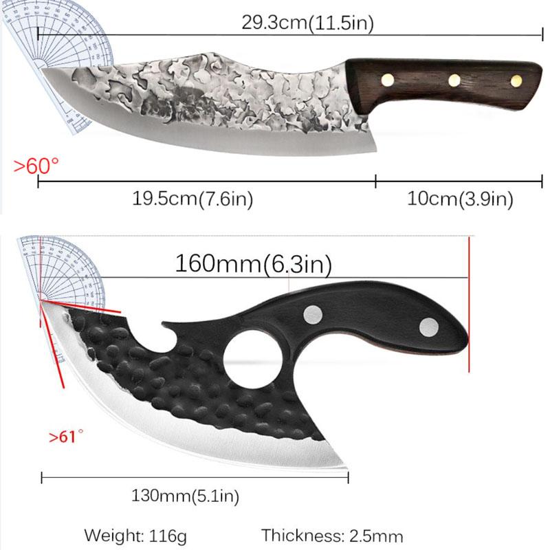 4 шт. утолщенных профессиональных кухонных ножа, бытовой ручной ковки, острый нож для рыбы из нержавеющей стали, нож для овощей двойного назначения