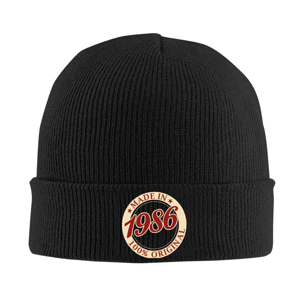 Born in 1986 vintage age 40 years old funny 40th birthday Cuff Beanie Knit Skull Cap For Men Warm Knit Skullies Beanie Cap
