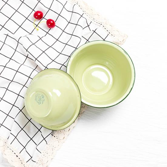 Эмалированная миска, утолщенная ностальгическая зеленая салатница, макароны, суп, тазик, ужин