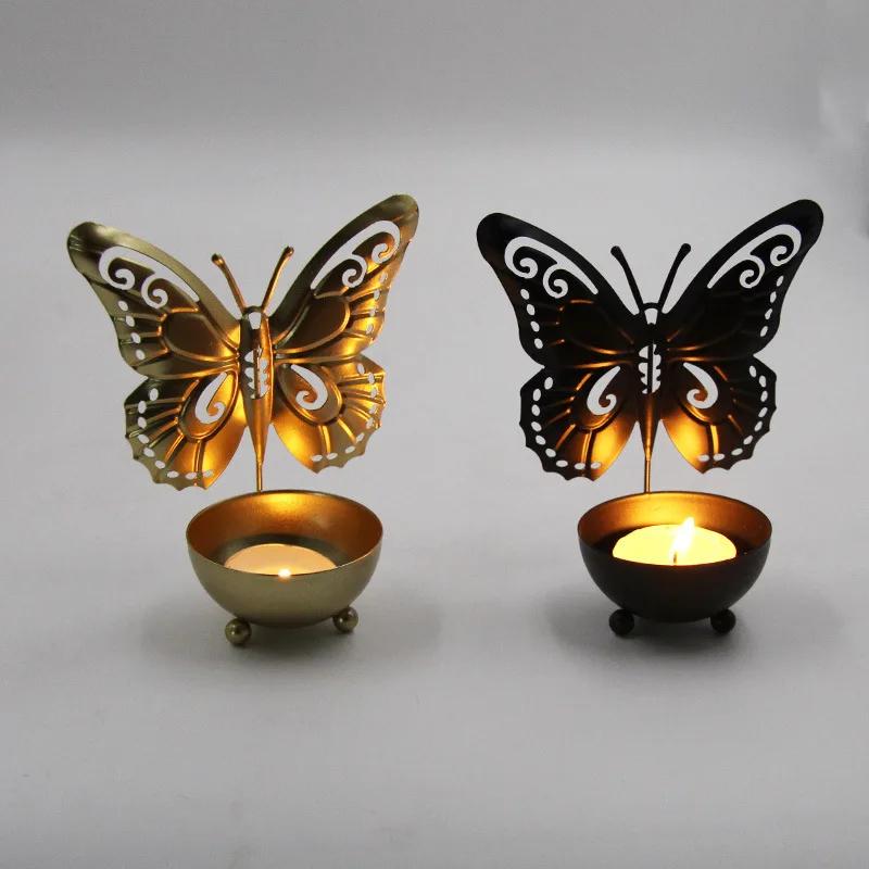 New Creative Iron Butterfly Candlestick Gold Electroplated Candlestick Iron Wire Light Luxury Candlestick Candle Holder