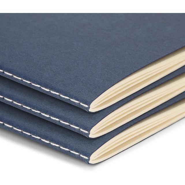 Blue Summit Supplies Executive Journals, 3 Pack Journal Set with Lined Paper, Lightweight Travel Journal with Dark Blue Linen Cover, 6” x 9”, 64