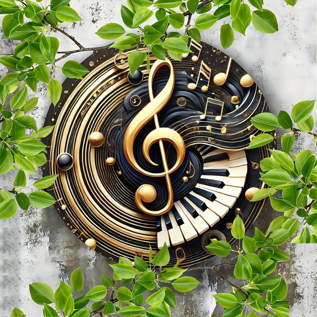 1 шт. Элегантный деревянный венок с музыкальными нотами и клавишами пианино, круглая настенная живопись размером 8x8 дюймов, эстетичный декор для дома и фермы, идеально подходит для крыльца и