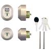 TOSTEM Door Lock Set Shine DRZZ2004 (Yushin W-Cylinder), Oval, Gray,