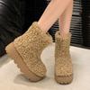 Women Fur Flats Ankle Suede Platform Snow Boots Plush Cotton Shoes Brand Winter 2025 Trend Warm Non Slip Casual Fad Botas Mujer